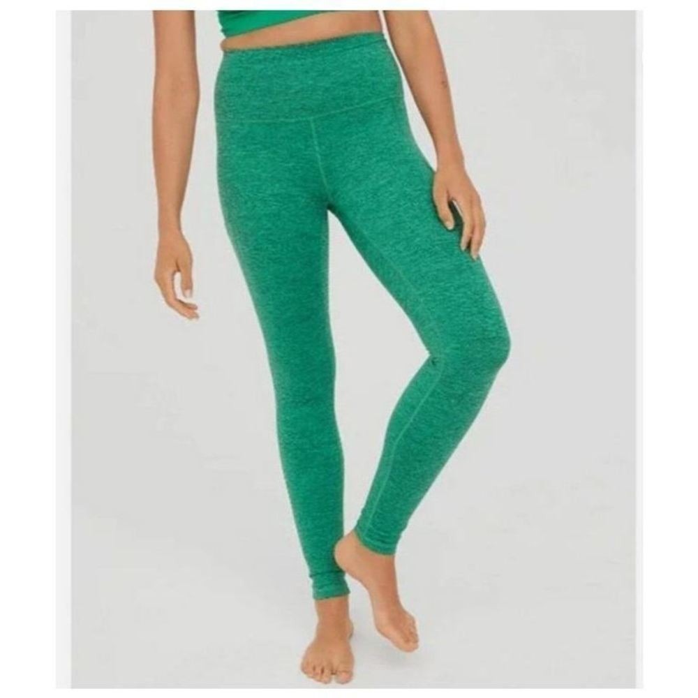 Aerie Offline Leggings Sz M Heather Green The Hugger High Rise Yoga Gym Hiking